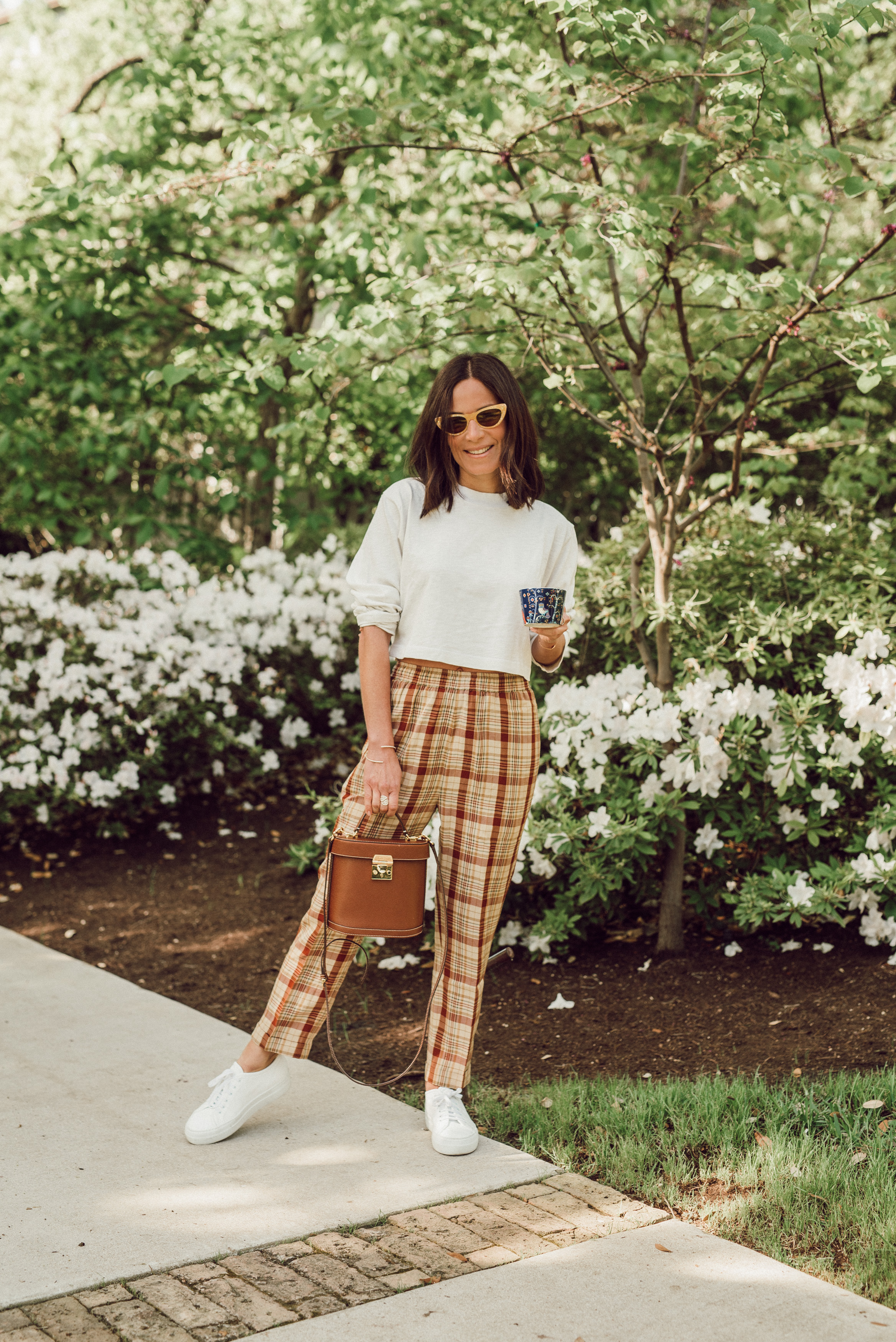 Plaid clearance white pants