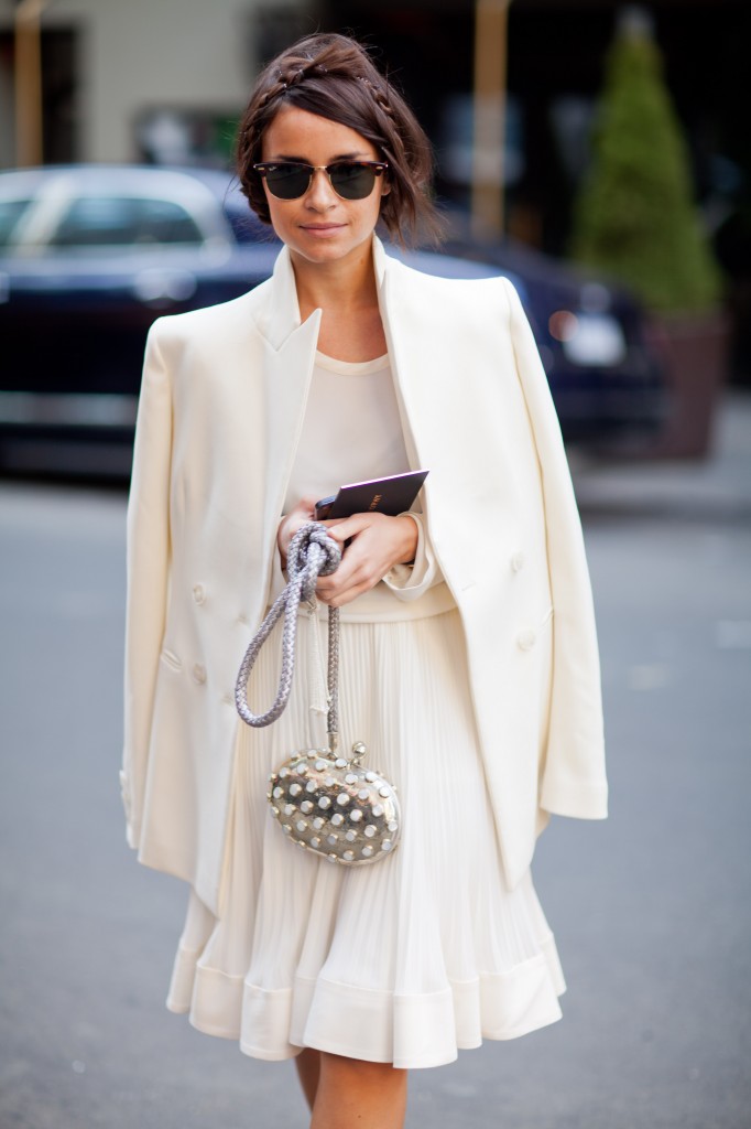 dress with white blazer