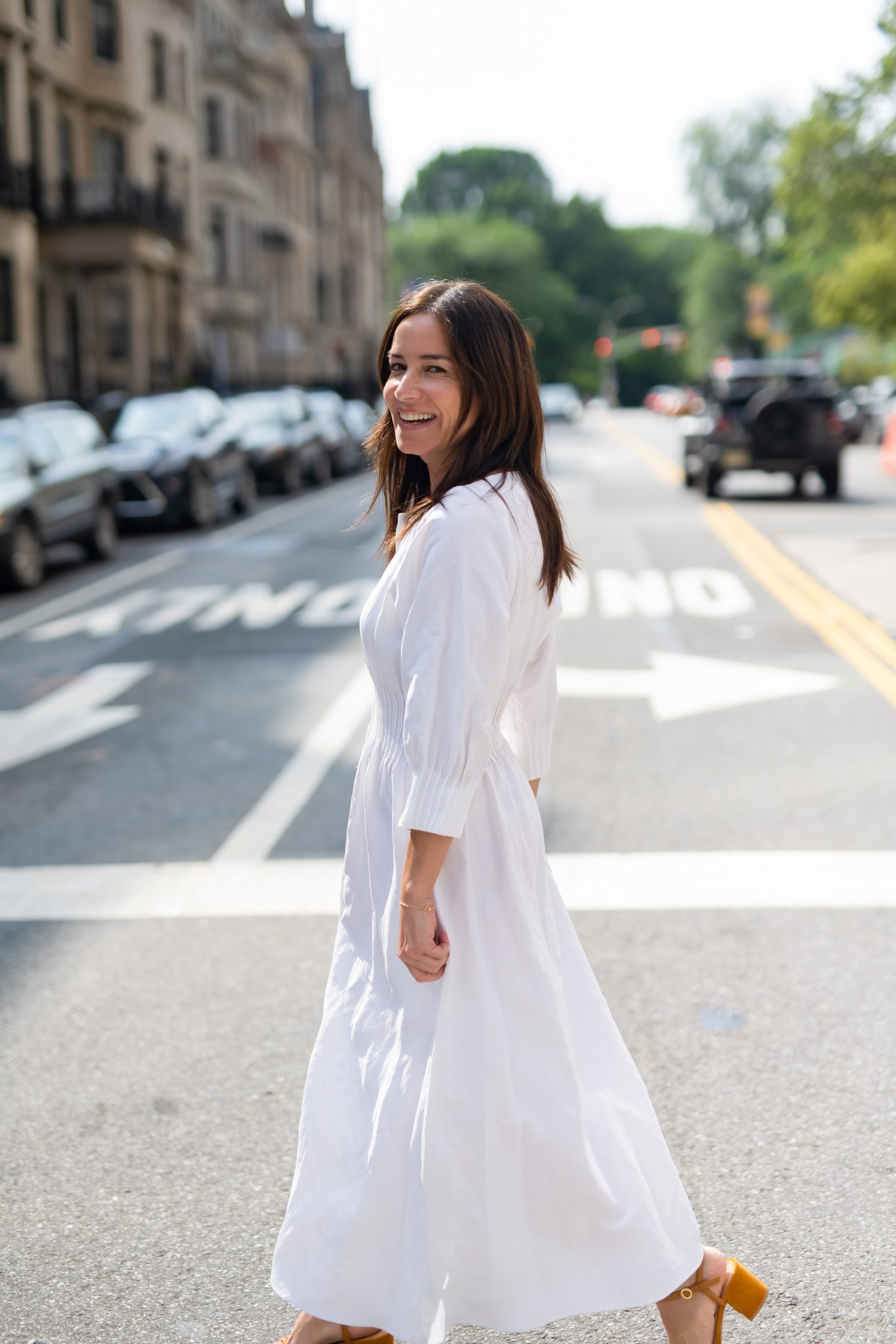 White summer outlet dress with buttons